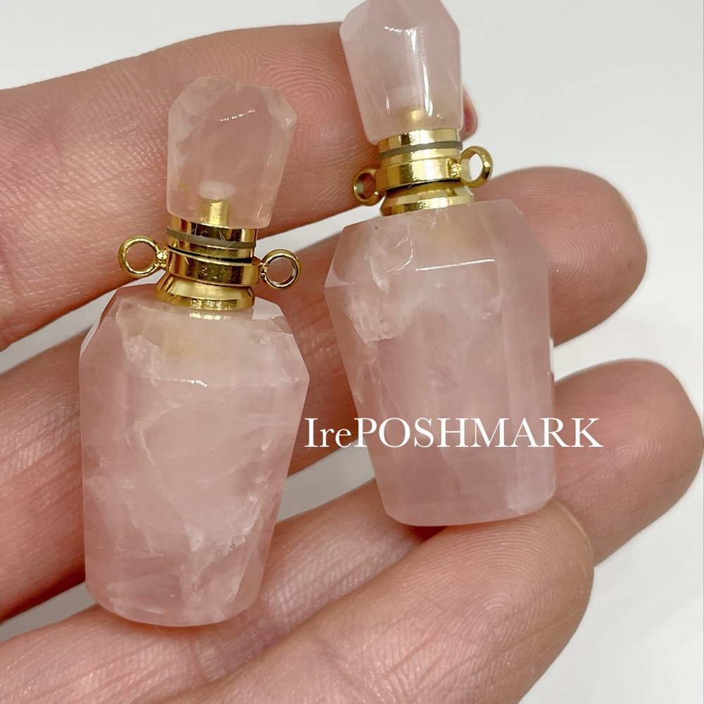 Rose Quartz Bottle holds Perfume or Essential Oils